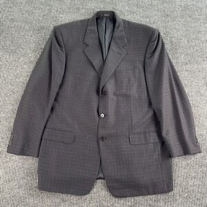 Euromoda Suit Jacket 46 R Gray Wool Birdseye Windowpane Ermenegildo Zegna Italy